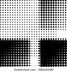 Spotted black and white grunge vector line background. Abstract halftone illustration background. Grunge grid polka dot background pattern
