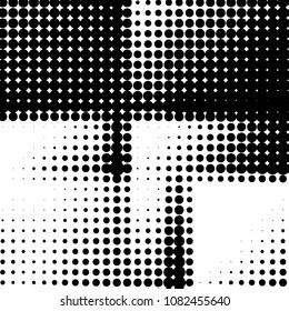 Spotted black and white grunge vector line background. Abstract halftone illustration background. Grunge grid polka dot background pattern
