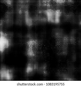 Spotted black and white grunge vector line background. Abstract halftone illustration background. Grunge grid polka dot background pattern

