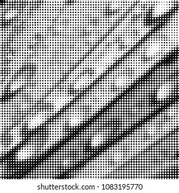 Spotted black and white grunge vector line background. Abstract halftone illustration background. Grunge grid polka dot background pattern

