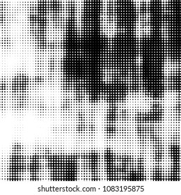 Spotted black and white grunge vector line background. Abstract halftone illustration background. Grunge grid polka dot background pattern
