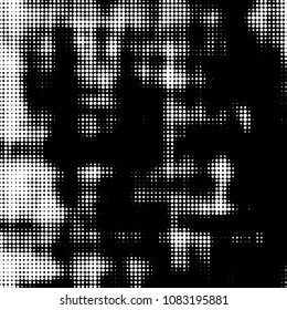 Spotted black and white grunge vector line background. Abstract halftone illustration background. Grunge grid polka dot background pattern
