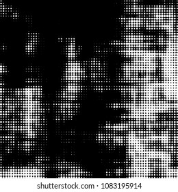 Spotted black and white grunge vector line background. Abstract halftone illustration background. Grunge grid polka dot background pattern
