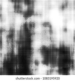 Spotted black and white grunge vector line background. Abstract halftone illustration background. Grunge grid polka dot background pattern
