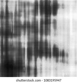Spotted black and white grunge vector line background. Abstract halftone illustration background. Grunge grid polka dot background pattern
