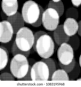 Spotted black and white grunge vector line background. Abstract halftone illustration background. Grunge grid polka dot background pattern
