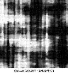 Spotted black and white grunge vector line background. Abstract halftone illustration background. Grunge grid polka dot background pattern
