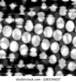Spotted black and white grunge vector line background. Abstract halftone illustration background. Grunge grid polka dot background pattern
