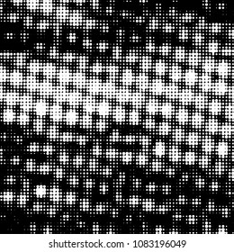 Spotted black and white grunge vector line background. Abstract halftone illustration background. Grunge grid polka dot background pattern
