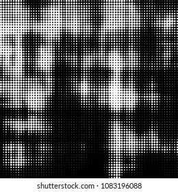 Spotted black and white grunge vector line background. Abstract halftone illustration background. Grunge grid polka dot background pattern
