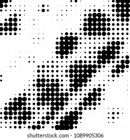 Spotted black and white grunge vector line background. Abstract halftone illustration background. Grunge grid polka dot background pattern

