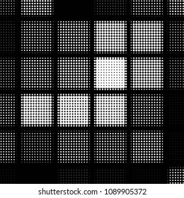 Spotted black and white grunge vector line background. Abstract halftone illustration background. Grunge grid polka dot background pattern
