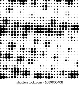 Spotted black and white grunge vector line background. Abstract halftone illustration background. Grunge grid polka dot background pattern
