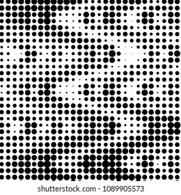 Spotted black and white grunge vector line background. Abstract halftone illustration background. Grunge grid polka dot background pattern
