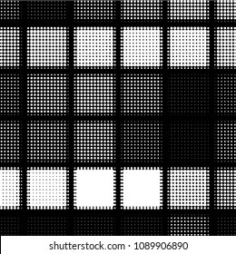 Spotted black and white grunge vector line background. Abstract halftone illustration background. Grunge grid polka dot background pattern
