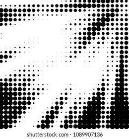 Spotted black and white grunge vector line background. Abstract halftone illustration background. Grunge grid polka dot background pattern
