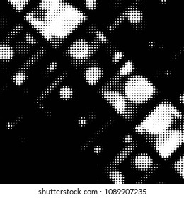 Spotted black and white grunge vector line background. Abstract halftone illustration background. Grunge grid polka dot background pattern
