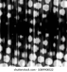 Spotted black and white grunge vector line background. Abstract halftone illustration background. Grunge grid polka dot background pattern
