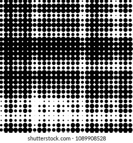 Spotted black and white grunge vector line background. Abstract halftone illustration background. Grunge grid polka dot background pattern
