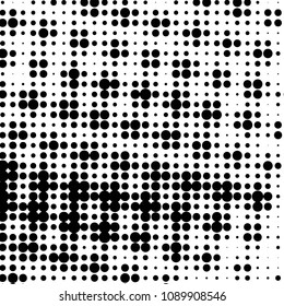Spotted black and white grunge vector line background. Abstract halftone illustration background. Grunge grid polka dot background pattern

