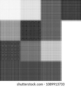 Spotted black and white grunge vector line background. Abstract halftone illustration background. Grunge grid polka dot background pattern
