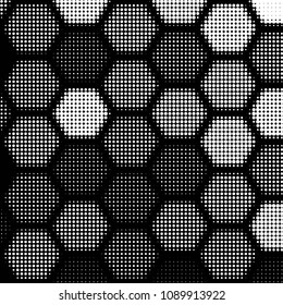 Spotted black and white grunge vector line background. Abstract halftone illustration background. Grunge grid polka dot background pattern

