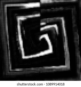 Spotted black and white grunge vector line background. Abstract halftone illustration background. Grunge grid polka dot background pattern
