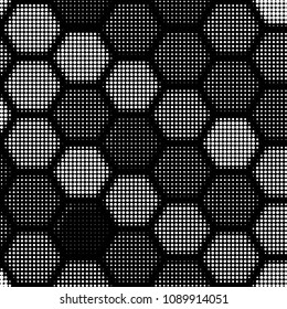 Spotted black and white grunge vector line background. Abstract halftone illustration background. Grunge grid polka dot background pattern
