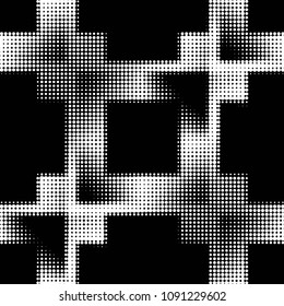 Spotted black and white grunge vector line background. Abstract halftone illustration background. Grunge grid polka dot background pattern
