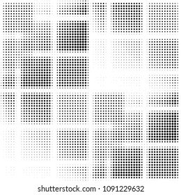 Spotted black and white grunge vector line background. Abstract halftone illustration background. Grunge grid polka dot background pattern
