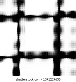 Spotted black and white grunge vector line background. Abstract halftone illustration background. Grunge grid polka dot background pattern
