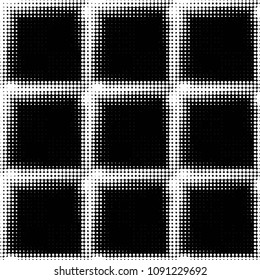 Spotted black and white grunge vector line background. Abstract halftone illustration background. Grunge grid polka dot background pattern
