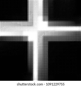 Spotted black and white grunge vector line background. Abstract halftone illustration background. Grunge grid polka dot background pattern
