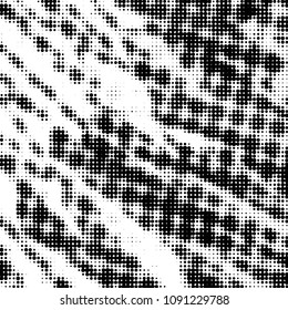 Spotted black and white grunge vector line background. Abstract halftone illustration background. Grunge grid polka dot background pattern
