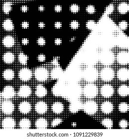 Spotted black and white grunge vector line background. Abstract halftone illustration background. Grunge grid polka dot background pattern
