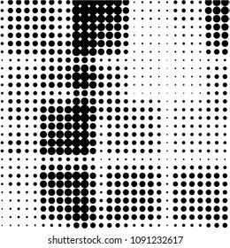 Spotted black and white grunge vector line background. Abstract halftone illustration background. Grunge grid polka dot background pattern
