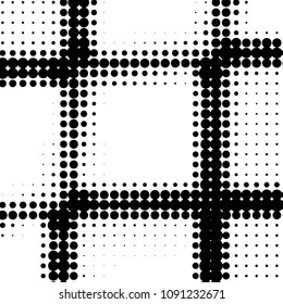 Spotted black and white grunge vector line background. Abstract halftone illustration background. Grunge grid polka dot background pattern
