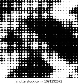 Spotted black and white grunge vector line background. Abstract halftone illustration background. Grunge grid polka dot background pattern

