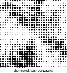 Spotted black and white grunge vector line background. Abstract halftone illustration background. Grunge grid polka dot background pattern
