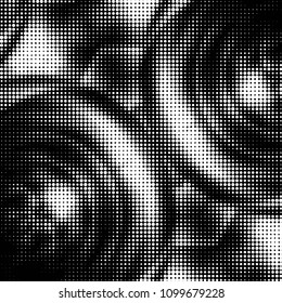Spotted black and white grunge vector line background. Abstract halftone illustration background. Grunge grid polka dot background pattern
