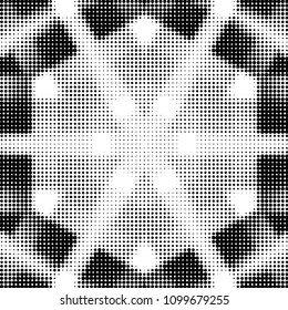 Spotted black and white grunge vector line background. Abstract halftone illustration background. Grunge grid polka dot background pattern
