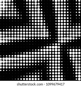 Spotted black and white grunge vector line background. Abstract halftone illustration background. Grunge grid polka dot background pattern
