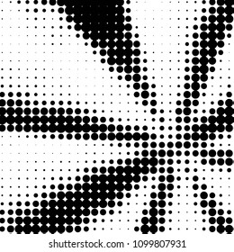 Spotted black and white grunge vector line background. Abstract halftone illustration background. Grunge grid polka dot background pattern
