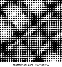 Spotted black and white grunge vector line background. Abstract halftone illustration background. Grunge grid polka dot background pattern
