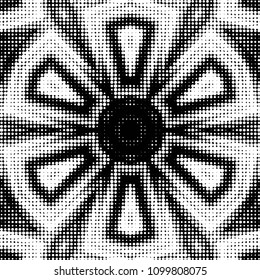 Spotted black and white grunge vector line background. Abstract halftone illustration background. Grunge grid polka dot background pattern
