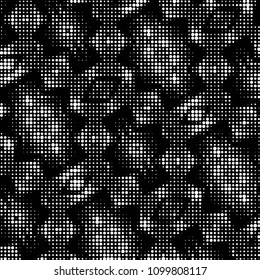 Spotted black and white grunge vector line background. Abstract halftone illustration background. Grunge grid polka dot background pattern
