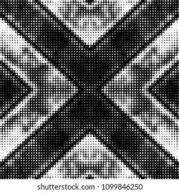 Spotted black and white grunge vector line background. Abstract halftone illustration background. Grunge grid polka dot background pattern
