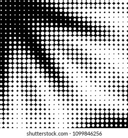 Spotted black and white grunge vector line background. Abstract halftone illustration background. Grunge grid polka dot background pattern
