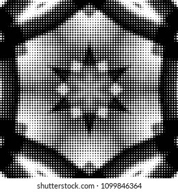 Spotted black and white grunge vector line background. Abstract halftone illustration background. Grunge grid polka dot background pattern
