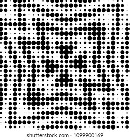 Spotted black and white grunge vector line background. Abstract halftone illustration background. Grunge grid polka dot background pattern

